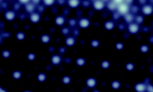 STM snímek molekul vodíku na měděném povrchu