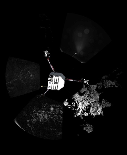 První panoramatický snímek modulu Philae odeslaný z jádra komety 67P/C-G