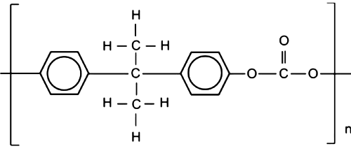 Strukturní vzorec molekuly polykarbonátu