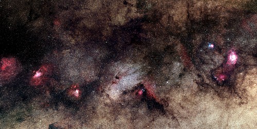 mlhoviny hvězdokupy v souhvězdí Střelce a v jeho okolí