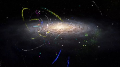 Umelecké zobrazenie hviezdnych prúdov v Mliečnej ceste