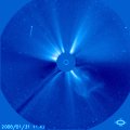 Výtrysk vodíku ze Slunce (gif, 500 kB)