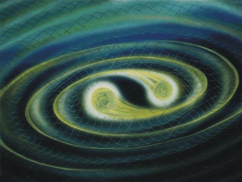 Gravitační vlny vznikající při oběhu dvou hvězd Gravitační vlny vznikající při oběhu dvou hvězd