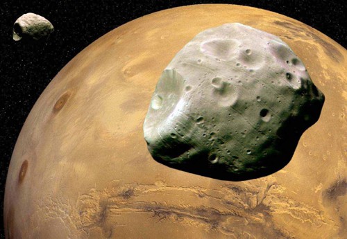 Mars s Phobosem a Deimosem