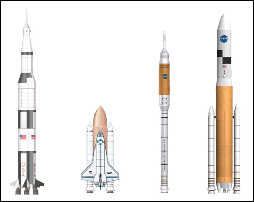 Saturn V, raketoplán a Ares