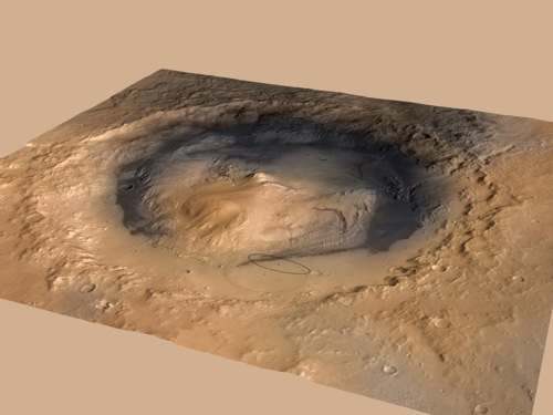 Kráter Gale, místo přistání