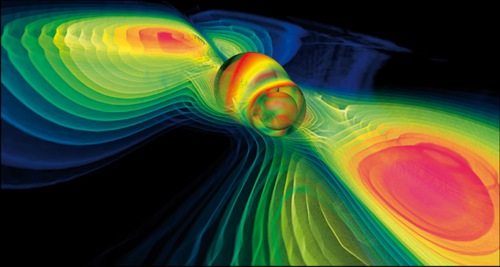 Gravitační vlny při spojení dvou černých děr