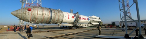 Nosná raketa Proton M na kosmodromu Bajkonur