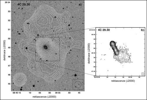 Rádiový obraz galaxie 4C+29.30 pořízený sítí VLA