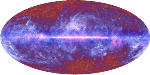 Mapa mikrovlnného vesmíru pořízená sondou Planck