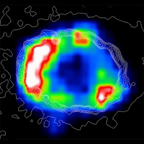 Struktura SN 1987 A zachycená v RTG světle observatoří Chandra v lednu 2000