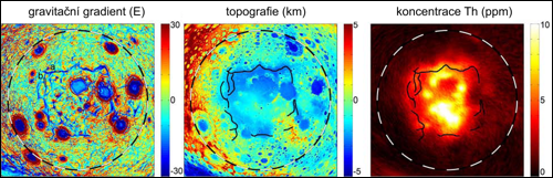 Gravitační gradient, topografie a koncetrace Th