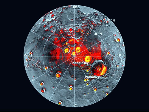 Obrázek severní polární oblasti Merkuru