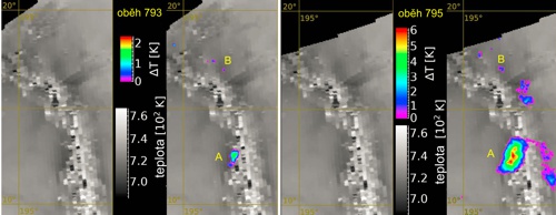 Teplotní anomálie v místě objektu A 