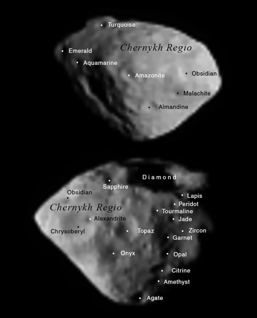 Drahokamy, kam se podíváš. Pojmenování kráterů na planetce Šteins.