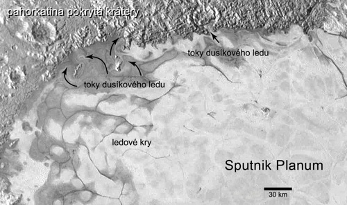 Severní část oblasti Sputnik Planum