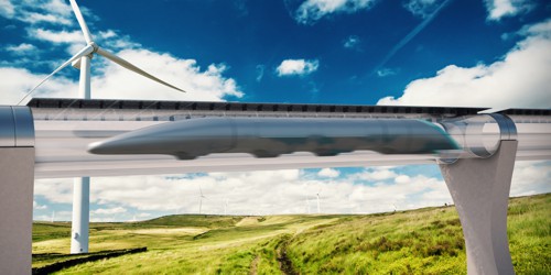 Vize kapsle Hyperloop v podtlakovém tunelu