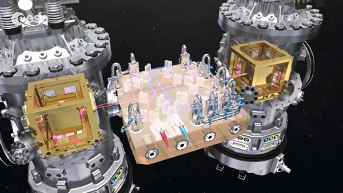 Rozložení přístrojů v sondě LISA Pathfinder