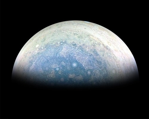 Okolí jižního pólu Jupiteru, 2. února 2017