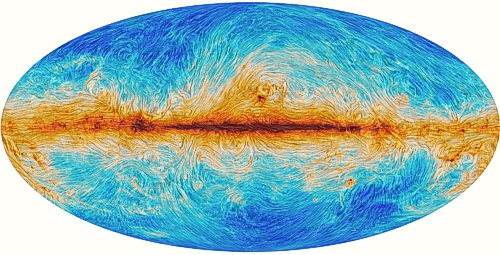 Průběh siločar magnetického pole v naší Galaxii