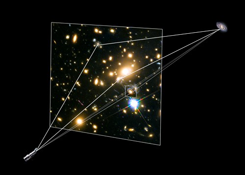 Spirální galaxie pozorovaná gravitační superčočkou