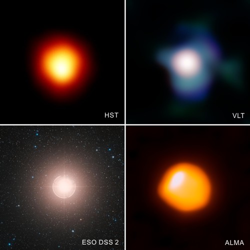 Portréty Betelgeuse z různých přístrojů