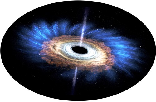 Počítačová vize okolí černé díry těsně poté, co pohltila hvězdu