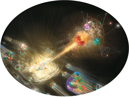 Umělecká představa nalezení Higgsovy částice