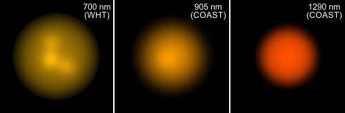 Velikost hvězdy Betelgeuse závisí na vlnové délce pozorování