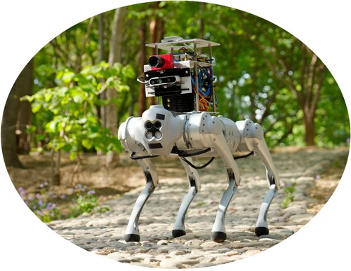 Čtyřnohý robot vybavený systémem NeuroGPR