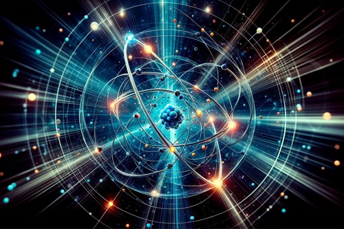 Umělecká představa atomu s atomovým jádrem