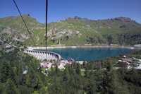 Lago di Fedaia s lanovkou pod Marmoladu